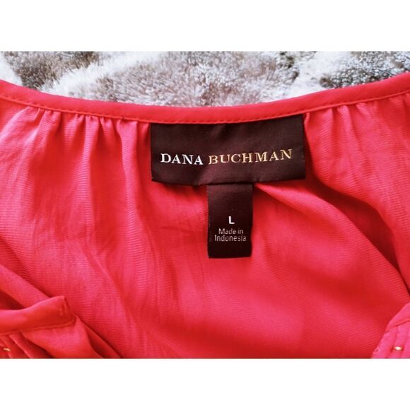 Dana Buchman Button Down Style  Polyester Stretchy Sleeve Cap Top-Large - Picture 3 of 6